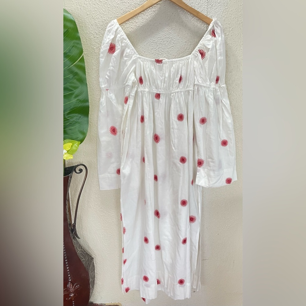 Free People Emory Embroidered Floral Long Sleeve cottage Dress Size S New - Picture 5 of 7